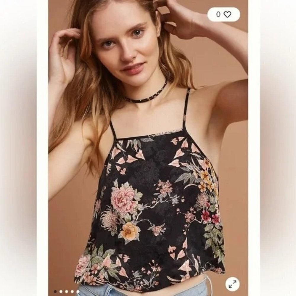 Maeve Anthropologie Blooming Flora Cami Crop Top Size 14